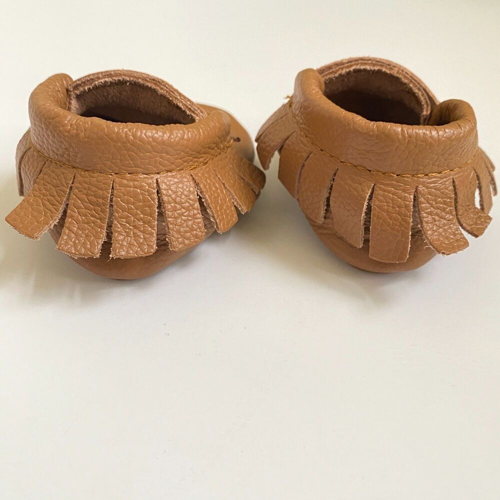 BIRD ROCK BABY Brown Leather Moccasins Infant Size 2 US w. Bag Unisex Shoes NEW - Picture 8 of 9